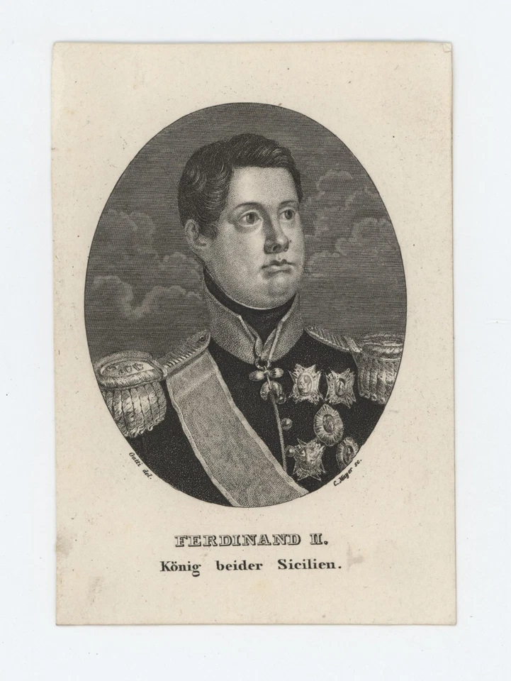 Porträt Ferdinand II. Bourbon König Sizilien Carl Mayer Stahlstich Mitte 19 Jhd - Bild 2 von 3