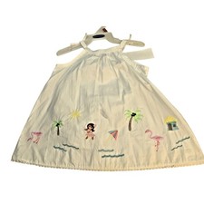 Vintage Y2K Old Navy Baby Girl 3-6 M Sun Dress Outfit Embroidered Luau Hula READ