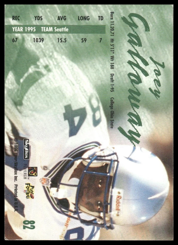 1996 SkyBox Impact Rookies #82 Joey Galloway Seattle Seahawks - Image 2 of 2