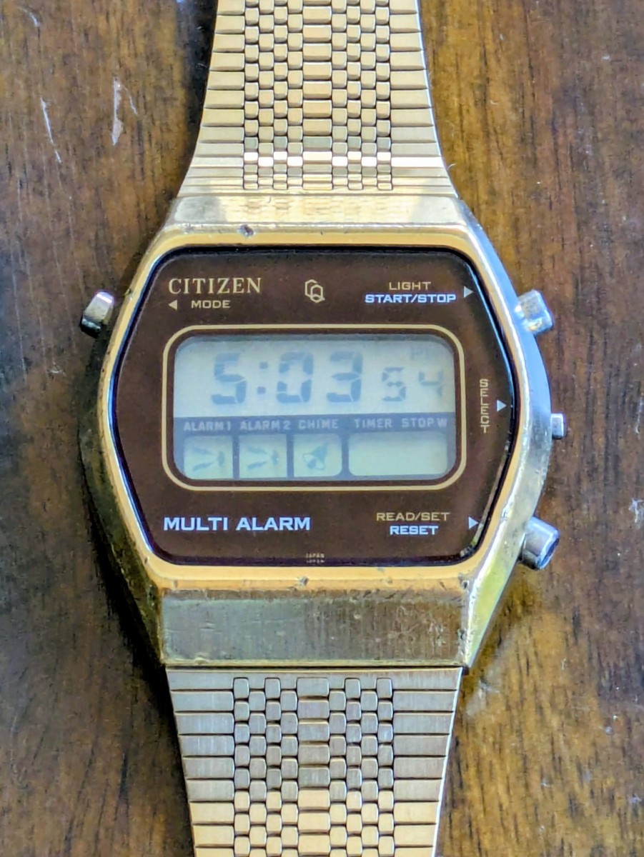 VINTAGE CITIZEN MULTI ALARM LCD WATCH 4-097246 TA 40-1081 GN