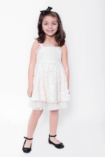Girls 3D flower dress milk white color birthday party dress Thick fabric - Picture 14 of 15