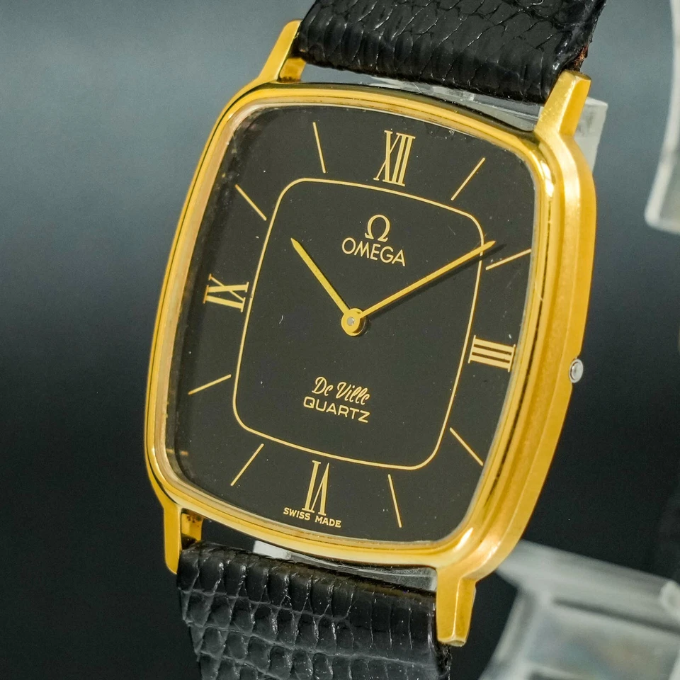 Vintage 1979 OMEGA De Ville Cal.1365 191.0102 Black Gold Square Men Watch - Image 3 of 4