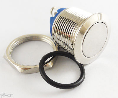 1pc Metal Flat Push Button Momentary Horn Waterproof Switch 250V 19mm QN19-A1