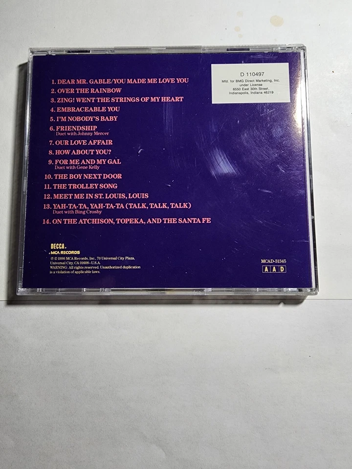 Judy Garland The Best of The Decca Years Volume One Hits 1990 VG+ CD45 Foto 2 de 2