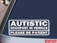 AUTISTIC OCCUPANT IN VEHICLE  Vinyl Decal Sticker Car Window  AUTISM AWARENESS