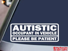 AUTISTIC OCCUPANT IN VEHICLE ~ Vinyl Decal Sticker Car Window ~ AUTISM AWARENESS