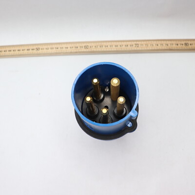 Pin And Sleeve Angle Plug IEC Plug Low Profile Blue 4 Pole 5 Wire 100A 120/208V
