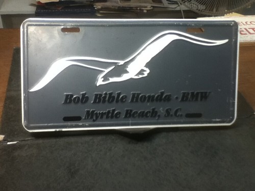 Dealership Vintage License Plate Bob Bible Honda Bmw Myrtle Beach Sc Metal Ebay