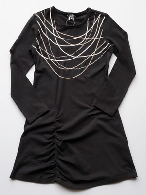 NWT Elaine et Lena Tornadette Girls Black Dress Size 8 Long Sleeve