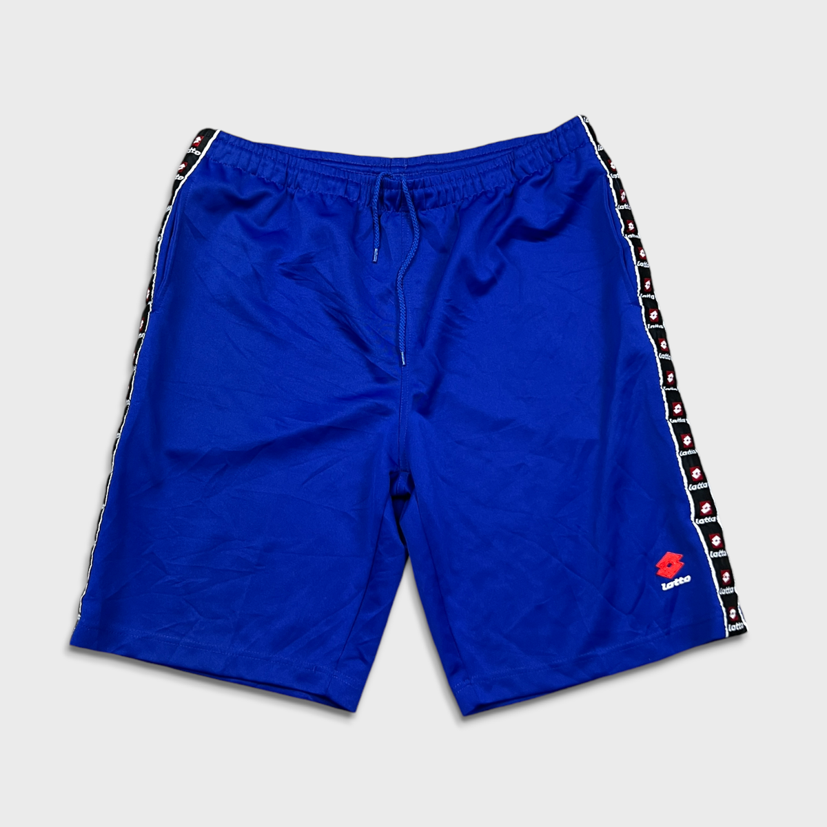 Vintage 90s Lotto Shorts Mens XL Blue Pocketed Side Tape Athletic