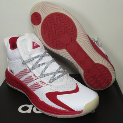 adidas Pro Boost Mid White Red Basketball Shoes FW9514 Mens Size 11 NIB