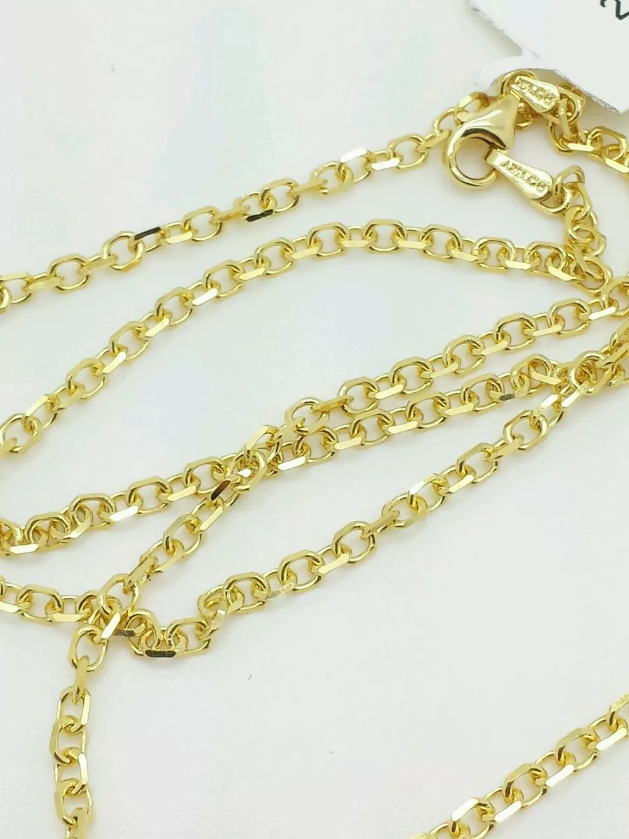 14k Solid Yellow Gold High Polish Cable Link Pendant Necklace Chain 22
