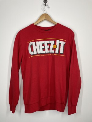 Kelloggs Cheez it Red Sweatshirt Long Sleeve Small Advertising Snacks Spell Out