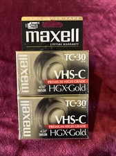 Maxell TC-30 VHS-C HGX Gold Camcorder Tapes Videocassette - Pack of 2 NEW SEALED