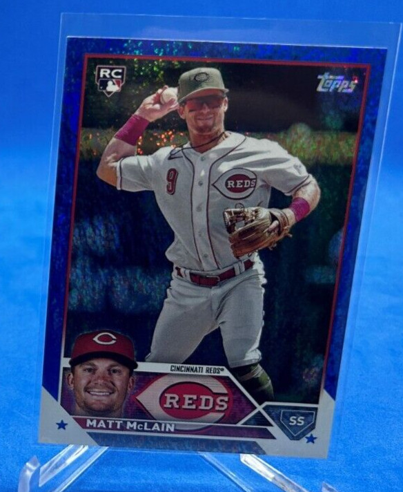 2023 Topps Update Matt McLain BLUE SPARKLE parallel /999. Card #US199. Rookie RC