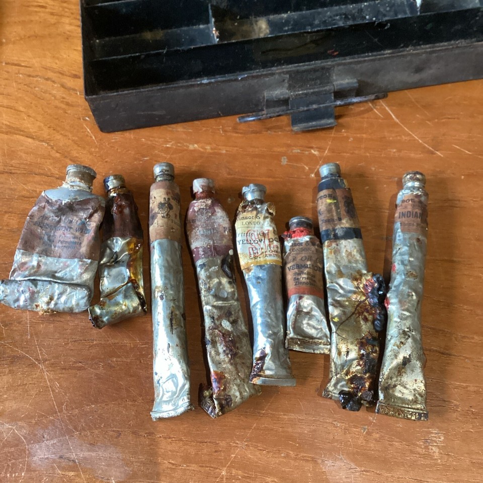 Antique /vintage Reeves Of London Oil Paint & Watercolour Tins With