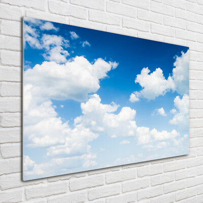 Tableau Sur Verre Trempé Tulup - Nuages Dans Le Ciel - 100x70 Cm - Style Moderne - Neuf