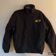 Jacket Mens Medium Black Bomber Jacket Motor Sports Logo