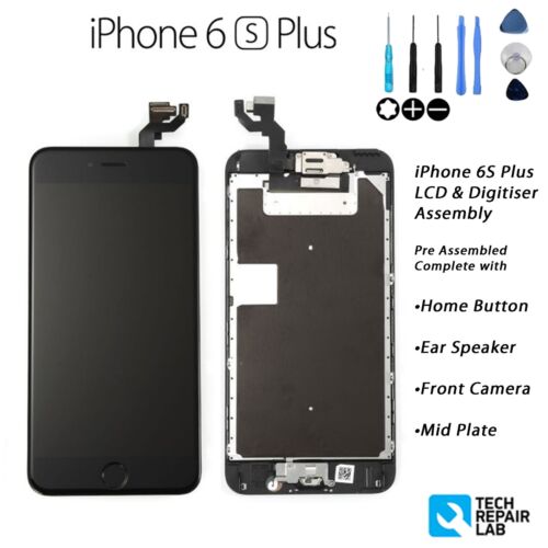 Complete iPhone 6S Plus Retina LCD Digitiser Touch Screen Assembly w/Parts BLACK - Picture 1 of 7