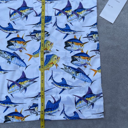 NWT Plus Size Uniform Scrubs Top Blue or White w/ Marlin Fish Unisex 3 Pockets - Picture 15 of 31