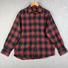 Woolrich Mens Size Large Maple Plaid Brushed Flannel Shirt Retail $60 Red black
