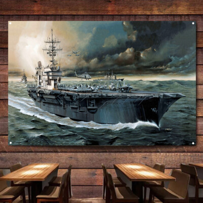 USS Kitty Hawk CV-63 Aircraft Carrier Prints Artwork Flag
