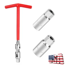 3Pcs Spark Plug Removal Tool 16 21mm T-Handle Flexible Spanner Socket Wrench Set