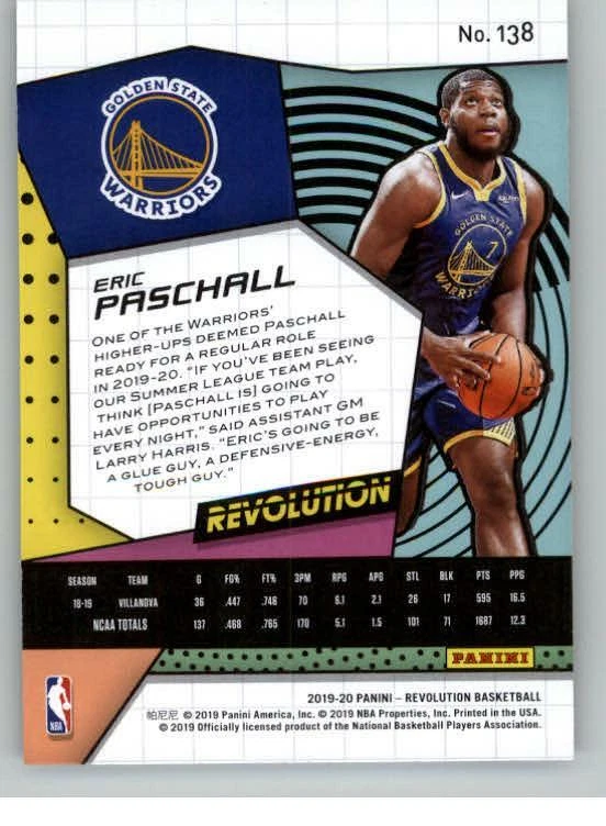 2019-20 Panini Revolution #138 Eric Paschall RC (ref 128845) - Image 2 of 2