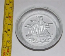 Vintage Sailboat glass ashtray