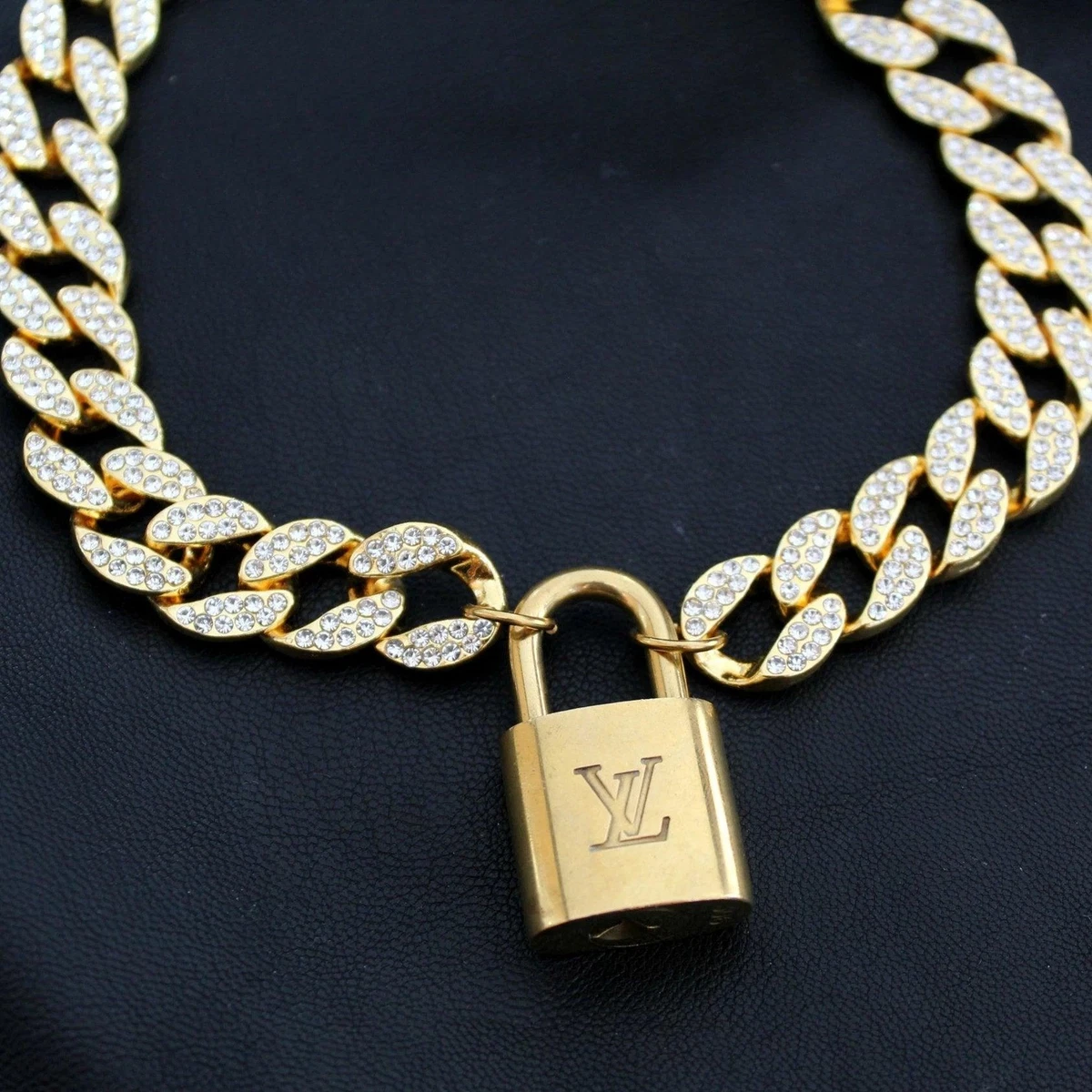 Louis Vuitton Padlock with Rhinestone Necklace For Him