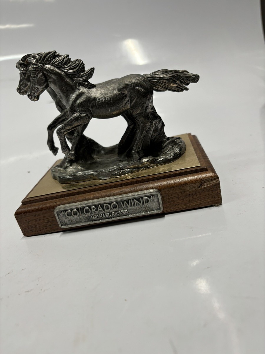 MICHAEL RICKER PEWTER COLORADO WIND 403 RUNNING WILD HORSES