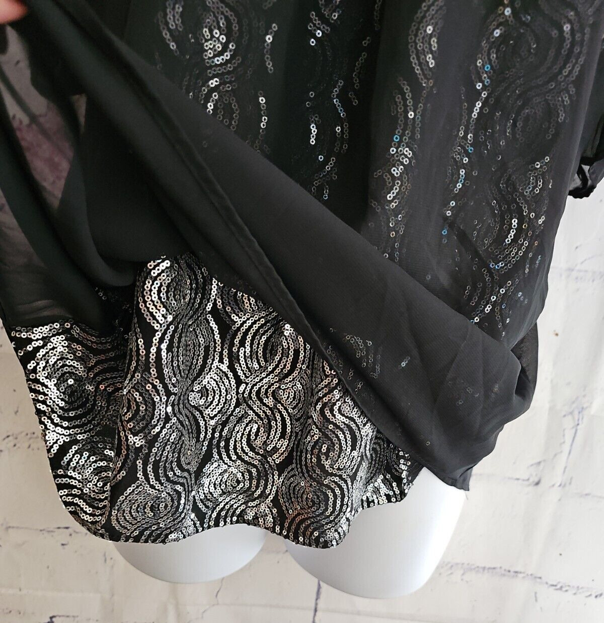 Torrid Black Sequin Chiffon Cold Shoulder Top Blo… - image 12