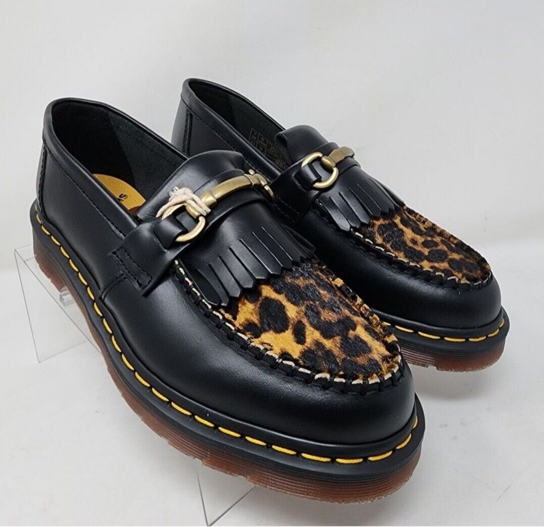 Dr. Martens Adrian Snaffle Leopard Hair Loafer Shoes Black Dr. Martens Adrian Snaffle Leopard Hair Loafer Shoes Black