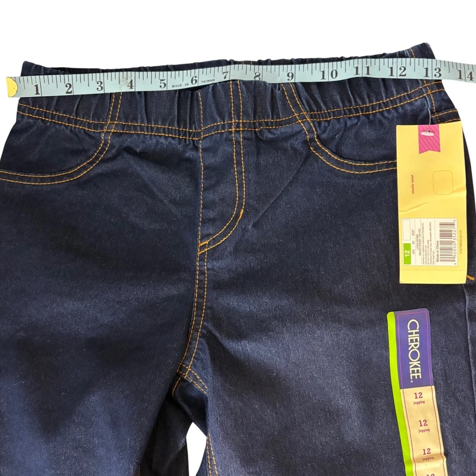 Cherokee Jeggings Lavado Oscuro Denim Look Pull On Cintura Elástica Niñas Talla 12 Foto 2 de 4