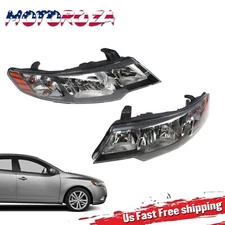 Set For Headlights 2010 2011 2012 2013 Kia Forte Pair Halogen Headlamps Black