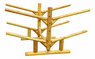 Log Kayak Rack 4-place Natural Finish By Hitch Exclusives