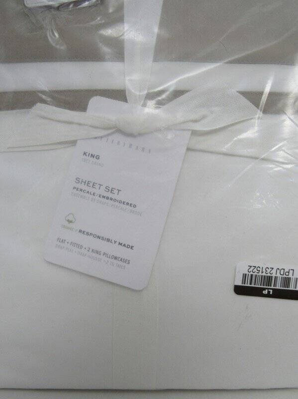 Pottery Barn Parker Organic Percale Sheet Set, King Size Simply Taupe