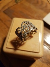 Cocktail Ring 9k gold stunning 1 carat wide wedding diamond band heavy size Q P