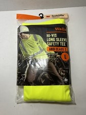 WALLS Hi- Vis Long Sleeve Safety Tee - LARGE Chest 42-44 ANSI Class 2 NIP