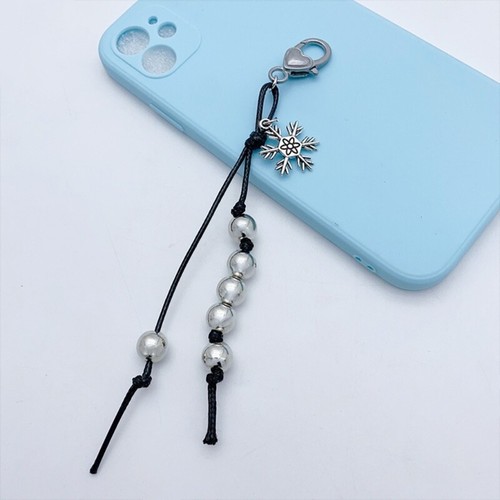 Chic Black Cord Snowflake Pendant Fashionable Phone Anti-lost Lanyard Accessory - Zdjęcie 7 z 8