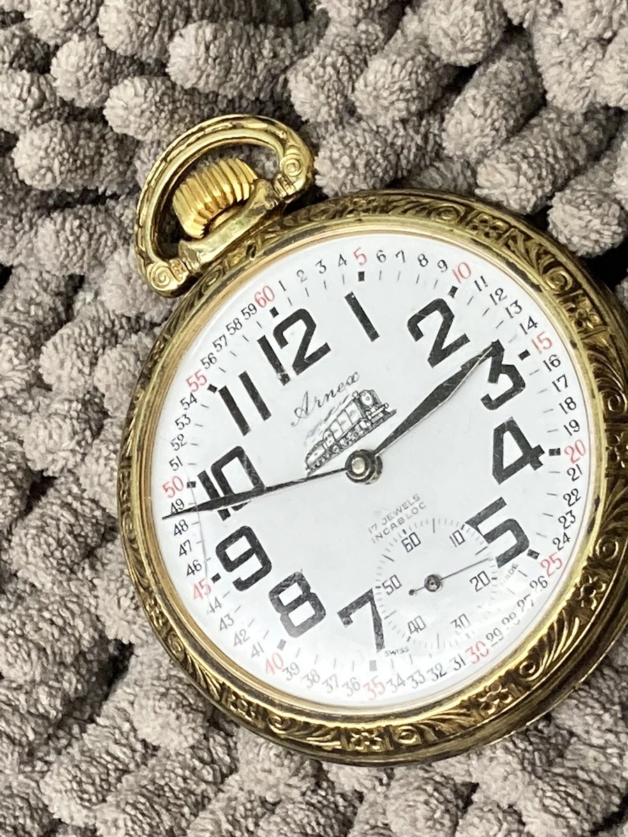 17 jewels incabloc pocket watch train sale