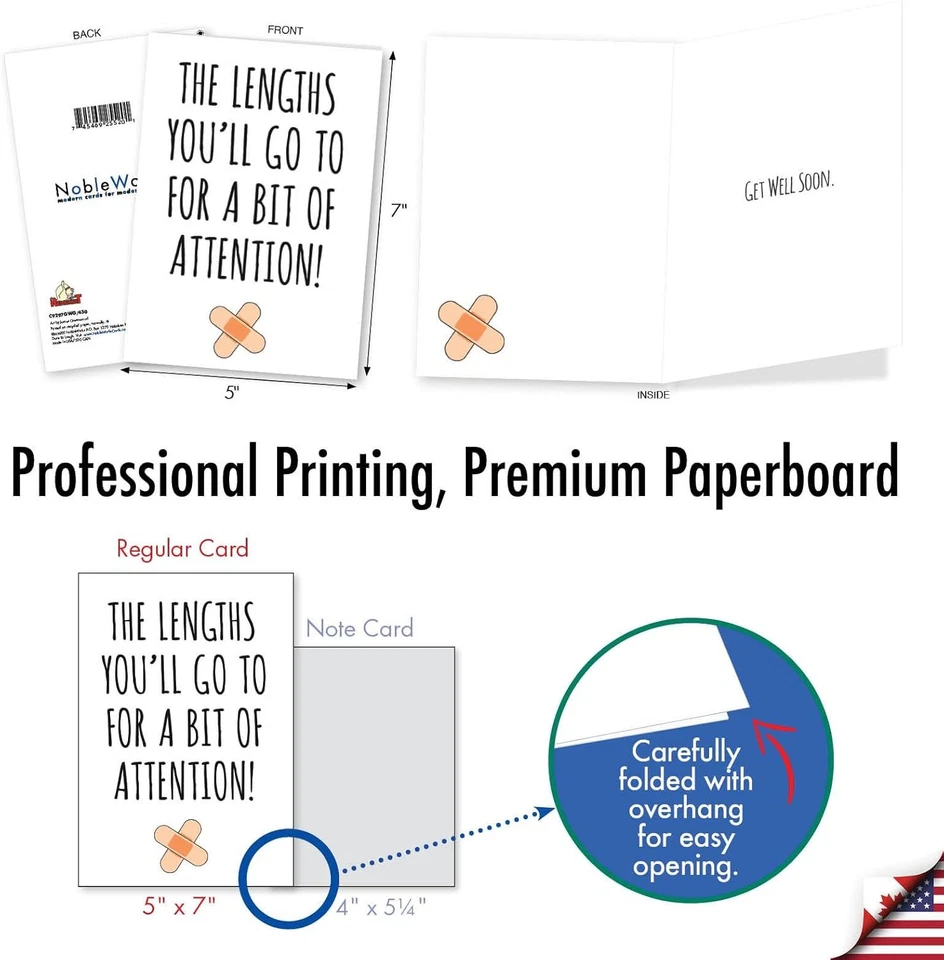 NobleWorks Funny Get Well Greeting Card w/ 5 x 7 Inch Envelope (1 Multicolor - Image 3 of 4