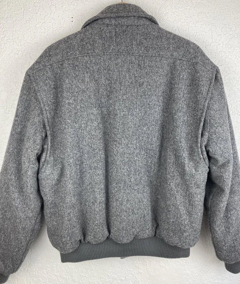 Vintage 80s Members Only Gray Pure Wool Insulated Bomber Jacket L(42) - Image 2 of 4