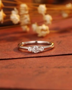 Authentic Dainty Engagement Ring 14k White Gold Plated Stackable 4mm Round Moissanite Ring