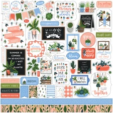 12x12 Sheet of Echo Park Paper PLANT LADY Scrapbook Element Stickers