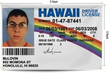 McLovin ID Banner Fake Driver License Poster 3’x5’ Funny College Dorm Banner