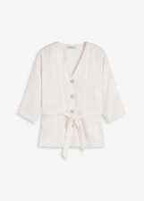 Bluse mit Bindeband Gr. 48 Wollweiß Damenbluse Hemd Shirt Tunika Oberteil Neu