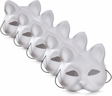 Plastic Cat Masks Blank DIY Craft Masks for Cosplay Masquerade Party Costume Set