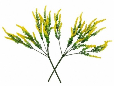 Yellow Faux Lavender Stems, Artificial Salvia Flowers, Faux Greenery Picks, Farm