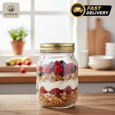 Image of Reusable 500ml Glass Storage Jar with Leak Resistant Screw Top - Dishwasher Safe